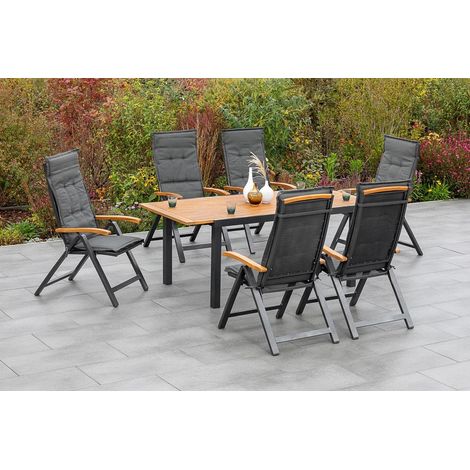 Tilos Set 13tlg 6 Sessel Kissen Tisch 150(200)x90cm