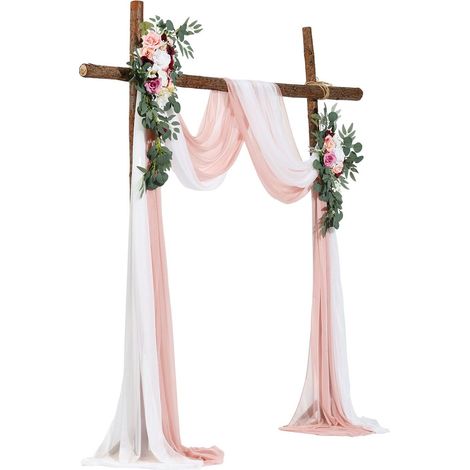 Fleurs artificielles arche mariage rose kit 4 pieces 2 arrangements floraux 2 voiles decoration ceremonie performance optimisée (1/5)