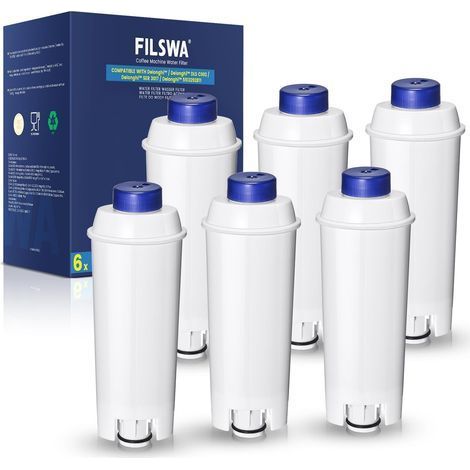 6 Filtre à eau, Charbon actif, Compatible Delonghi ECAM Magnifica, Pour machine à café (1/5)