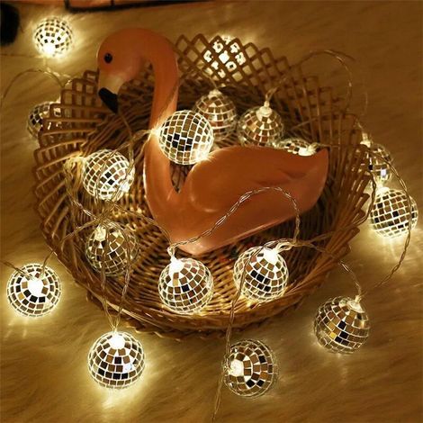 LED-Lichterkette mit 4 cm Spiegelnkugeln - 6 m, 40 Lampen, USB, Dauerlicht-Modus - Innendekoration für Bar, Schlafzimmer, Weihnachten und Partys, farbige Atmosphäre-lsw (1/2)