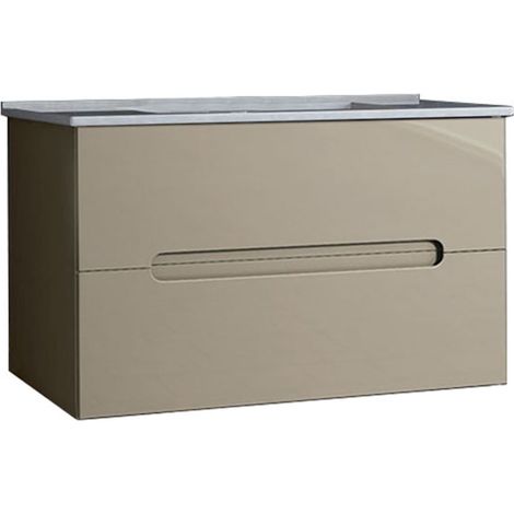 Kibath Mueble de baño con Lavabo VICTORIA 100x45 cm acabado MOKA mate 2 cajones suspendido (1/5)