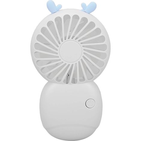 Mini ventilateur portatif de poche USB rechargeable, main à vitesse réglable, blanc cartoon, petit bureau, brise-vent léger. (1/5)