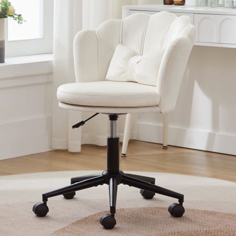 Design moderne : Chaise de coiffeuse / Chaise de bureau dotée d'un dossier en forme de pétale, d'un coussin lombaire en forme de papillon, d'une hauteur réglable et d'un coussin d'assise moelleux. Idé (1/5)