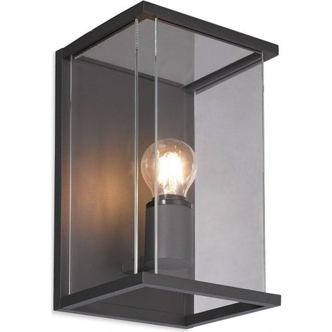 Firstlight Carlton - Lanterne murale extérieure à 1 ampoule graphite, verre transparent IP54, E27 (1/3)