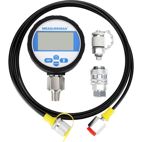 Hydraulic Pressure Test Kit, Digital Pressure Gauge, 0-700 Bar, 1/4" NPT Connector, Pressure Gauge Tester - 1 Pressure Gauge, 1 Hose, 2 Connectors, Black Silicone Protector (1/5)
