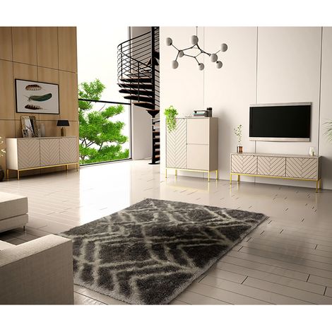 Wohnzimmer Set 3-teilig modern in kaschmir mit gefrästen Fronten ANGERA-140 (1/5)