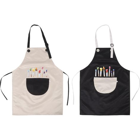 Lot de 2 tabliers de peinture imperméables pour enfants - Tablier d'art réglable avec poches pour travaux manuels, pâtisserie et dessin - Fournitures de dessin en classe (1/5)