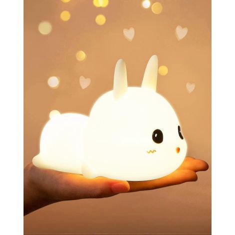 Veilleuse rechargeable bébé lapin - 7 couleurs, luminosité réglable (télécommande) (1/5)