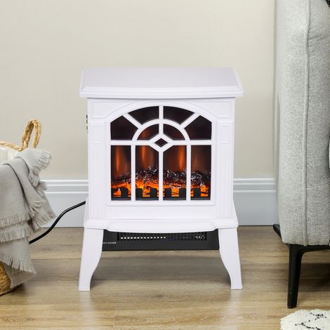Chimenea Decorativa 1000 W/2000 W con Temperatura Ajustable LED Llamas para 15-20 ㎡ 36,5x24x46 cm Blanco (1/5)