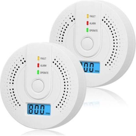 Pack of 2 Battery Operated Carbon Monoxide Detectors with Digital LCD Display for Home, Kitchen, Restaurant, Hotel, Office - Batteries Not Included TRIMEC (1/5)