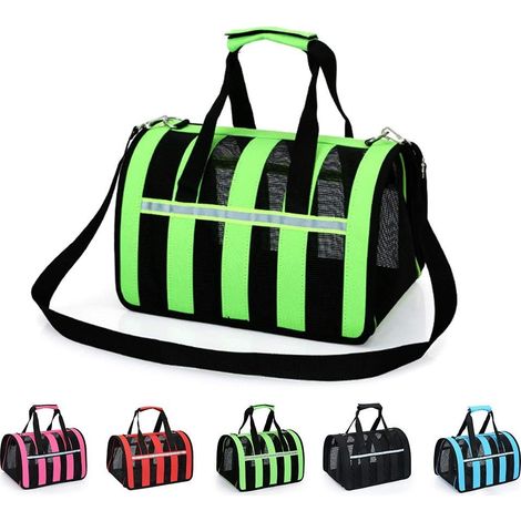 TRADE SHOP - Trasportino Borsa Zainetto Strisce 47x29x30cm Pieghevole Tracolla Cane Gatto -