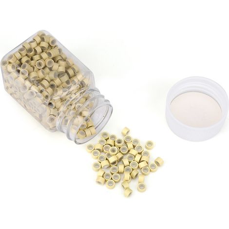 Tube d'extension de cheveux en perles d'aluminium et de silicone, micro-boucle tressée, beige (1/5)