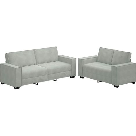 Maison Exclusive - Ensemble canapé 2 pcs avec coussins velours gris clair