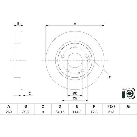 Lot de 2 Disques de frein BOSCH 0 986 479 G17 HONDA 42510-TBA-A00 42510-TEA-T01