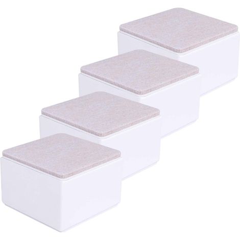 Juego de 4 elevadores de muebles de acero al carbono, 5 cm de alto, elevadores de cama de 8 cm de alto, elevadores de muebles (cuadrados blancos) (1/5)