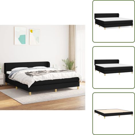 Boxspringbett mit Matratze Schwarz 160x200 cm Stoff - Boxspringbett - Doppelbett - Schlafraum - Bettenrahmen - Matratze (1/5)