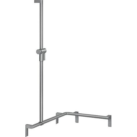 Duschhandlauf Normbau Serie Cavere aus Aluminium, mit Brausehalter + Befestigung, Anthrazit-Metallic, 750 x 750 x 1200 - 7486075095 (1/4)