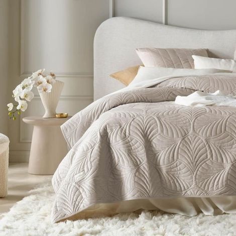 Filiyano-Couvre-lit - ROOM99 - Feeling - 240 x 260 cm - Velours Beige - 2 personnes (1/4)