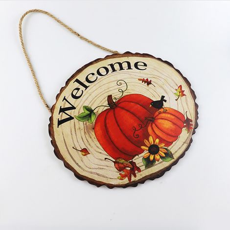 Letrero de madera para puerta – Día de Acción de Gracias y celebración – Decoración festiva ecológica (1/5)