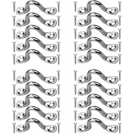 20 Pièces Plaque Oeillet Acier Inoxydable, Boucles De Pont pour Kayaks Pontet INOX, Forme à Bosse Boucle Fixe, Pontet INOX Oeil Plaques, avec 40 Pièces Vis, pour Kayak Canoe Rigging (1/5)