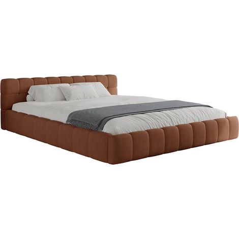 KANSAS - Lit nuage 140x190cm en velours marron