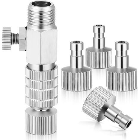 Air Brush Fitting, Raccord de Brosse à Air, Kit d'adaptateur de Raccord Rapide avec 4pcs 1/8'' Mâle et Femelle Raccords Pièces pour Aérographe (1/5)