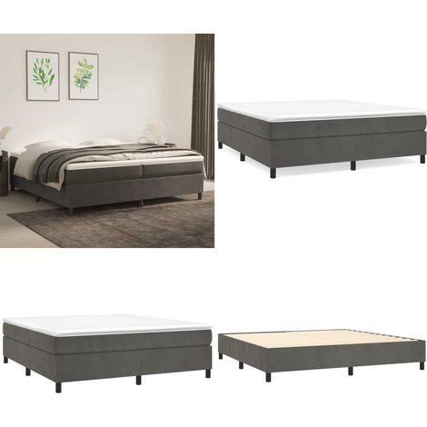 Sommier à lattes de lit et matelas Gris foncé 200x200cm Velours - Lit Tapissier - Lit Double - Matelas À Ressorts Ensachés - Support Moyen Dur - Housse De Protection De Matelas - Home & Living (1/5)