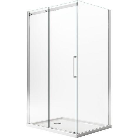 Duschkabine rechteckig mit anti-kalk h 200 Klarglas 8 mm mod. Prime Duo 1 Anta 90x140 cm linke Version