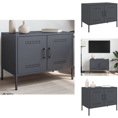 TV-Schrank Anthrazit 68x39x50,5 cm Stahl - Industriestyl - TV-Schrank - Fernsehtisch - Metallregal - Stauraum (1/5)