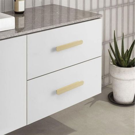 Poignée De Meuble - Laiton Brossé - Entraxe 96 mm - Pour Cuisine Et Placard - 6 Pièces (1/4)