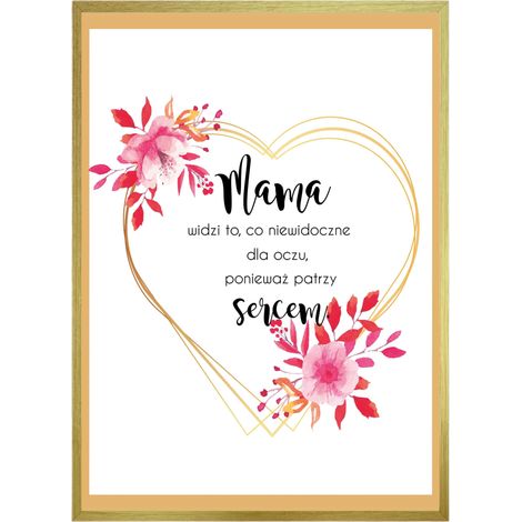 Affiche cadeau pour la fête des mères dans un cadre doré « Merci maman »