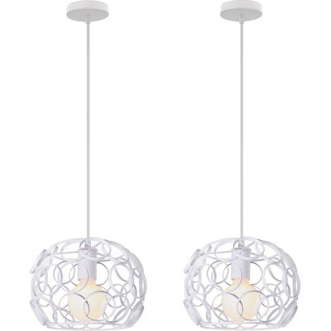 – Suspension luminaire industrielle en métal 24cm – Douille E27 – Câble ajustable 100cm – Lot de 2 – Pour couloir, salon, balcon (1/5)