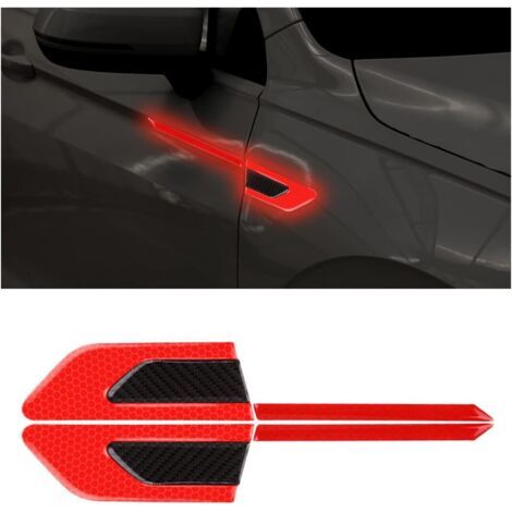 2 PCS Autocollant 3D à Bandes Réfléchissantes, Autocollants Réfléchissants pour Coffre Voiture, Autocollants Réfléchissants à Haute Intensité pour La Visibilité de Nuit pour Voiture SUV(Rouge) (1/5)
