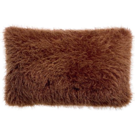 VIVARAISE - Coussin décoratif Betani en fausse fourrure polyester, couleur rouille, 40 x 65 cm (1/4)