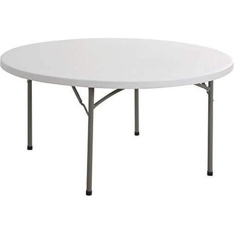 Tavolo tondo con gambe pieghevoli in acciaio e plastica Ø120xH74 cm