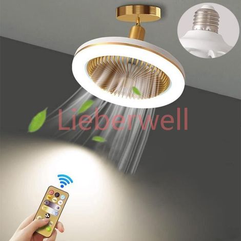 Lampe de ventilateur,YSTP 26cm chambre à coucher salle à manger cuisine E27 ventilateur de plafond angle réglable 30w (blanc) (1/4)