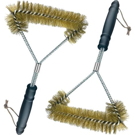 2 brosses à barbecue de 30,5 cm, accessoires de nettoyage pour barbecue, avec poils en laiton, anti-brûlure, pour un nettoyage rapide et efficace de toutes les grilles.-AquaForge
