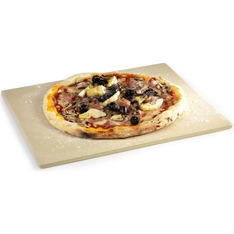 Pierre à pizza rectangulaire en argile réfractaire – 38 x 30 cm – Pour barbecue à couvercle – Cuit comme un four traditionnel – Barbecook