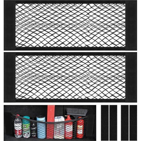 Pièces Filet Coffre Voiture, 60x25cm Filet de Rangement Élastique Magic Sticker, Filet Rangement de Camping Car, Rangement Ajouter sur Les organisateurs (1/5)