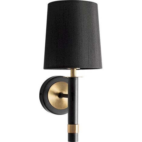Lampe murale art déco en acier patiné et cristal ambré noir - Noir patiné et cristal ambré (1/5)