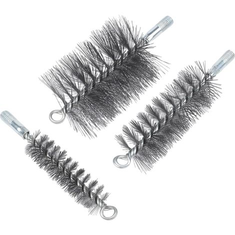 Ensemble de 3 brosses ramonage, avec têtes 30/50/80 mm, chaudière (1/5)