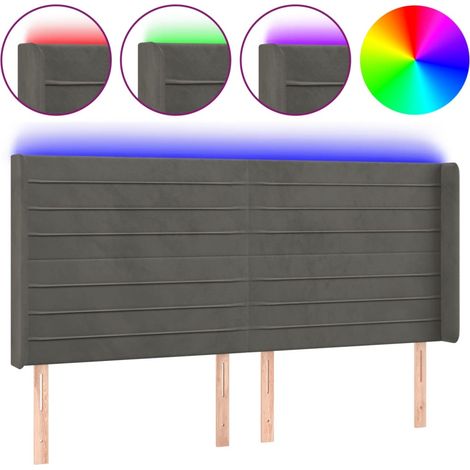 Maison Exclusive - Testiera a LED Grigio Scuro 183x16x118/128cm inTessuto