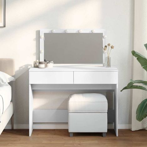 vidaXL Dressing Table with LED White 100x40x120 cm