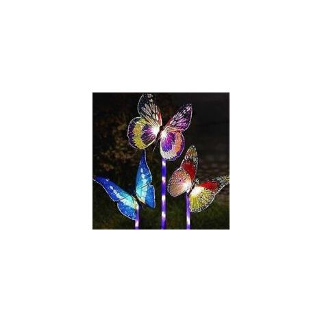 Dekorative 3D-Schmetterlinge für den Rasen, Dekorative Fiberglas-Schmetterlinge für Außenfiguren (3er-Set) - Crezuo
