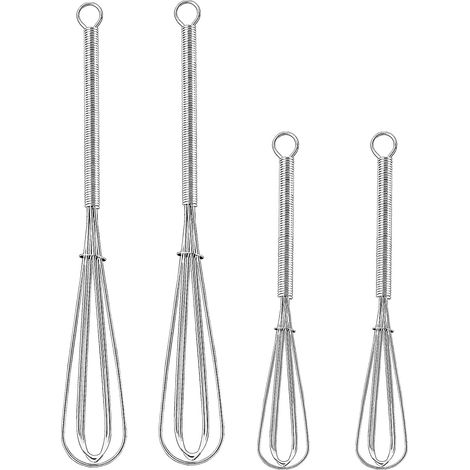 Lot de 4 fouets en acier inoxydable, fouet à ballon, fouet en métal, fouet de cuisine, petit fouet, fouet 12.7/17.8 cm, fouet à la main pour mélangeur, tasse de pâte (1/5)
