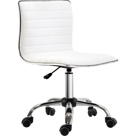 CHICFURN Sedia da ufficio senza braccioli 48 x 52 x 78-90 cm, pelle sintetica bianca, 120 kg (1/5)