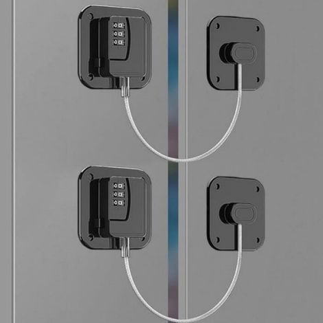 Verrou De Réfrigérateur Avec Code - 3 mm Câble En Acier Torsadé - Pour Sécurité Enfant Armoire Réfrigérateur Tiroir - 2 Pièces (1/5)