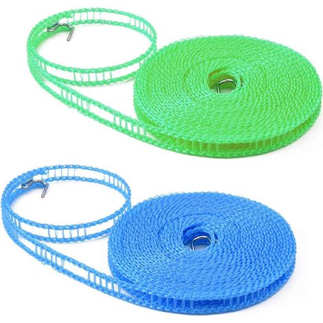 Lot de 2 cordes à linge, résistantes au vent, idéales pour le camping, les voyages et le transport. Corde à linge pour une utilisation intérieure et extérieure, à la maison ou à l'hôtel. (1/5)