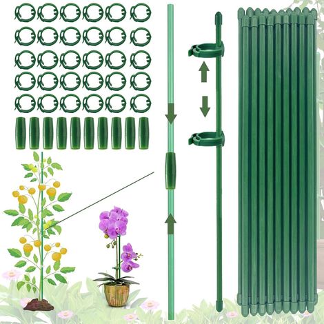 Lot de 100 supports pour plantes, 30 mousquetons et 10 tubes d'extension, tiges pour tomates et orchidées (1/5)