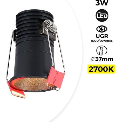 Barcelona Led – Spot LED encastrable noir 3W – Température de couleur 2700K – Faible UGR 18 – Aluminium anticorrosion – Angle d'orientation 90° (1/5)